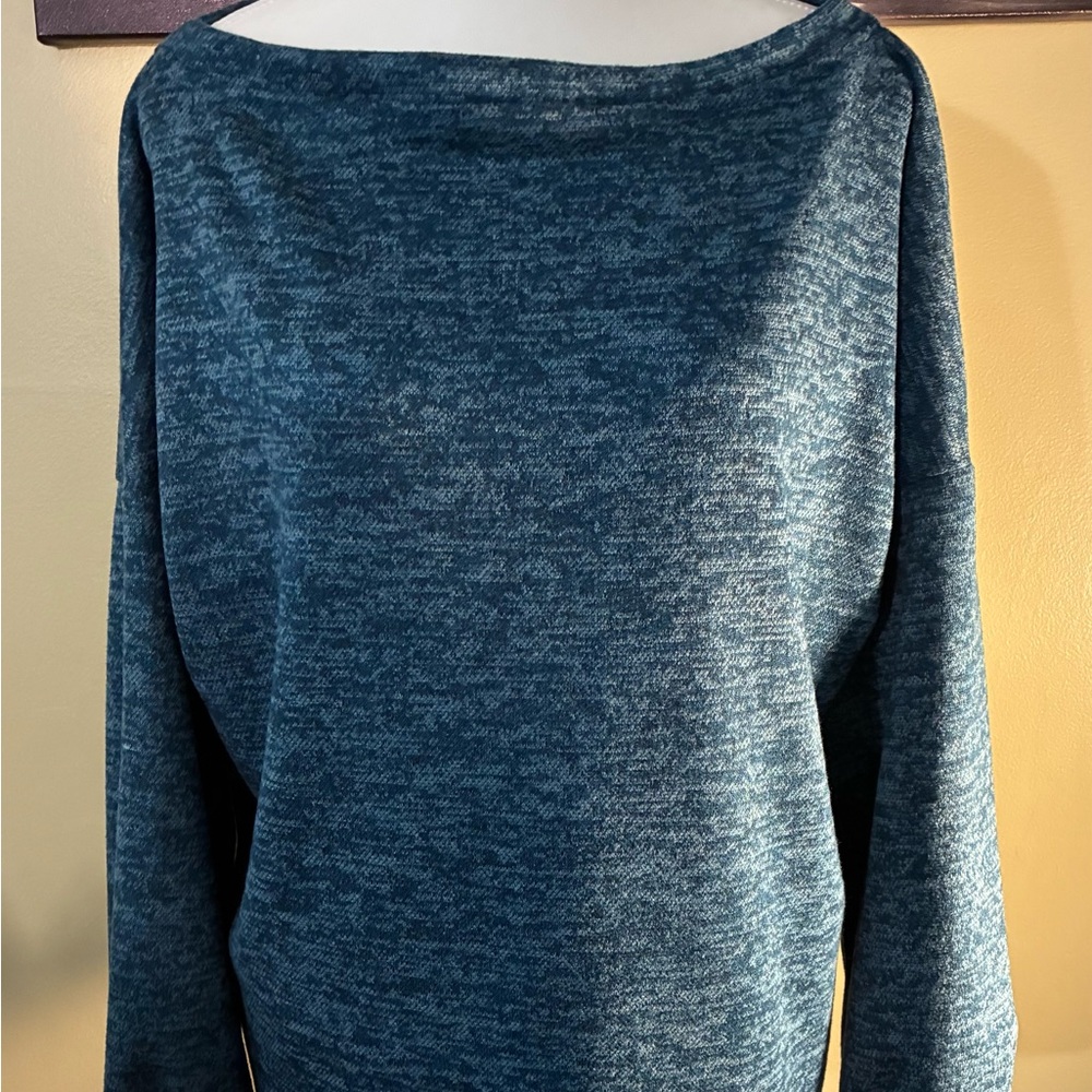 Chic Off-the-Shoulder Teal Sweater